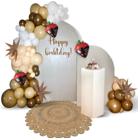 2 panel-2 garland Strawberries and Chocolate themed Balloon Decoration. Oregon Balloon Decor.