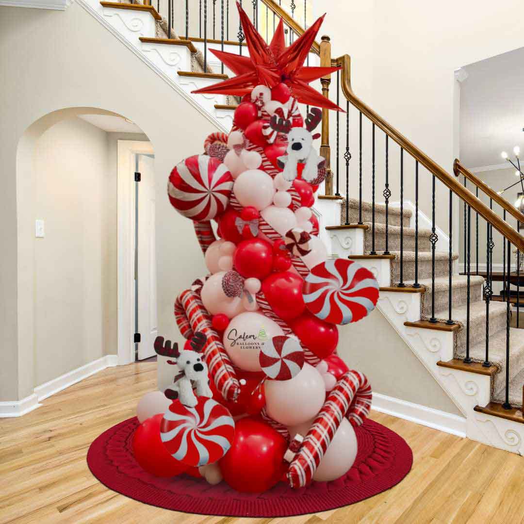 Peppermint Christmas Balloon Tree