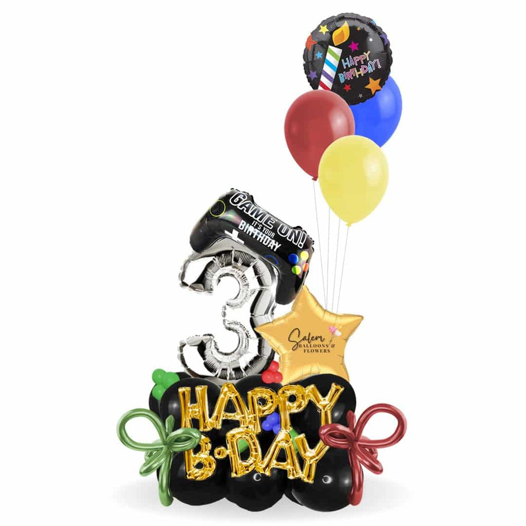 A Happy Birthday large number balloon bouquet for your favorite gamer! Deluxe style includes a set of helium balloons. Balloons Salem Oregon