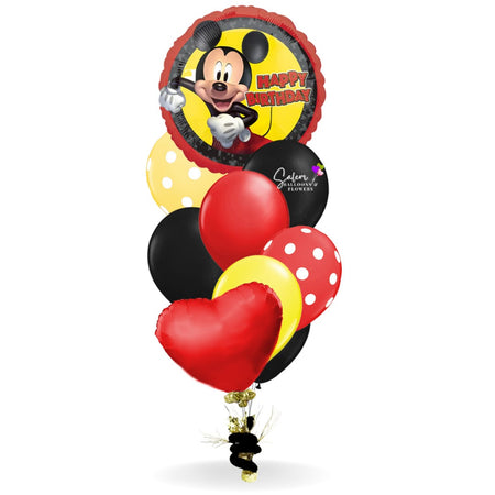 Happy birthday helium balloons. Mickey Mouse balloons. Delivery available in Salem Oregon, Keizer, Turner, Stayton, and nearby cities.