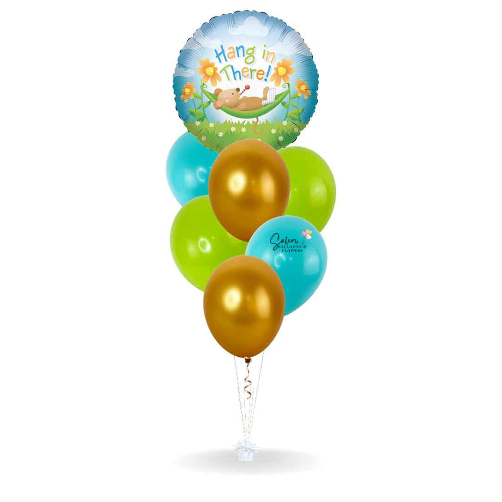 Get well helium balloons. Featuring a colorful balloon with a 