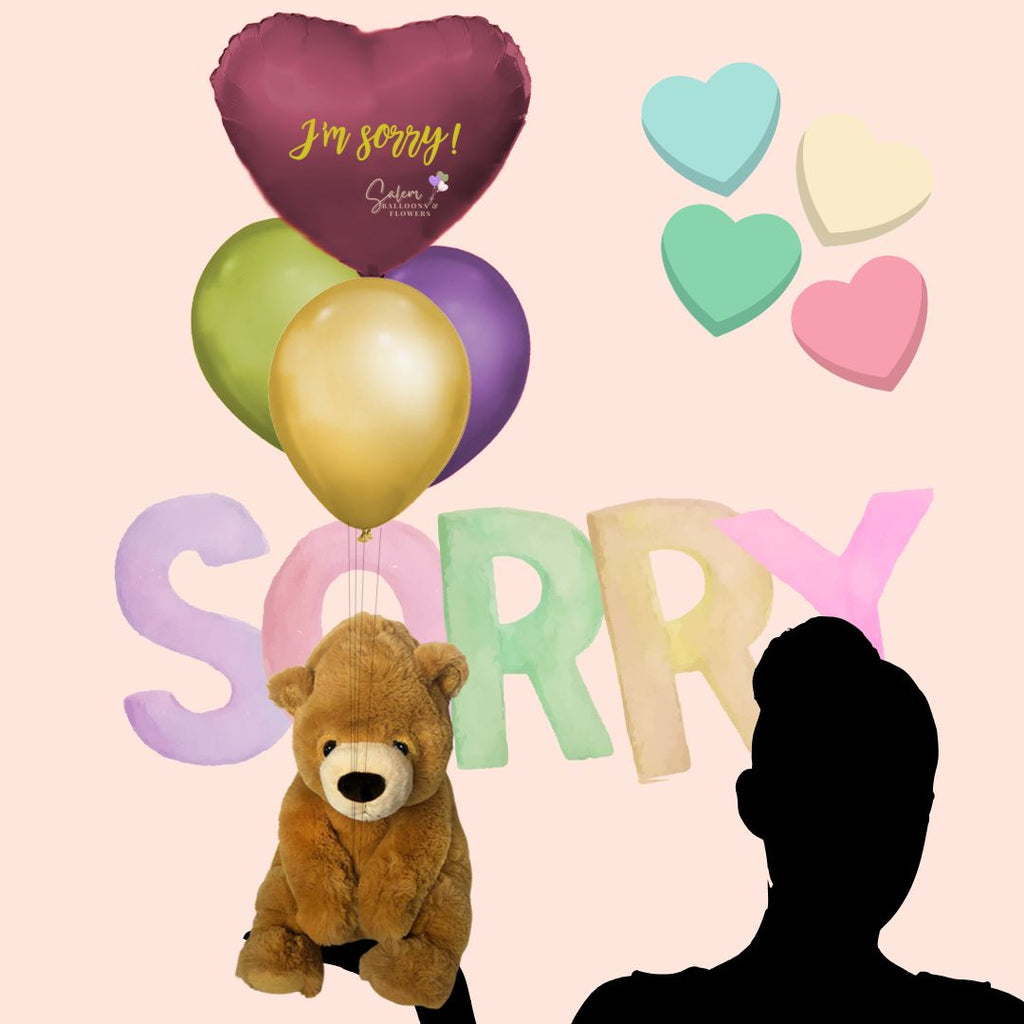 So Sorry Sad Bear Balloon Bouquet (With Plush)