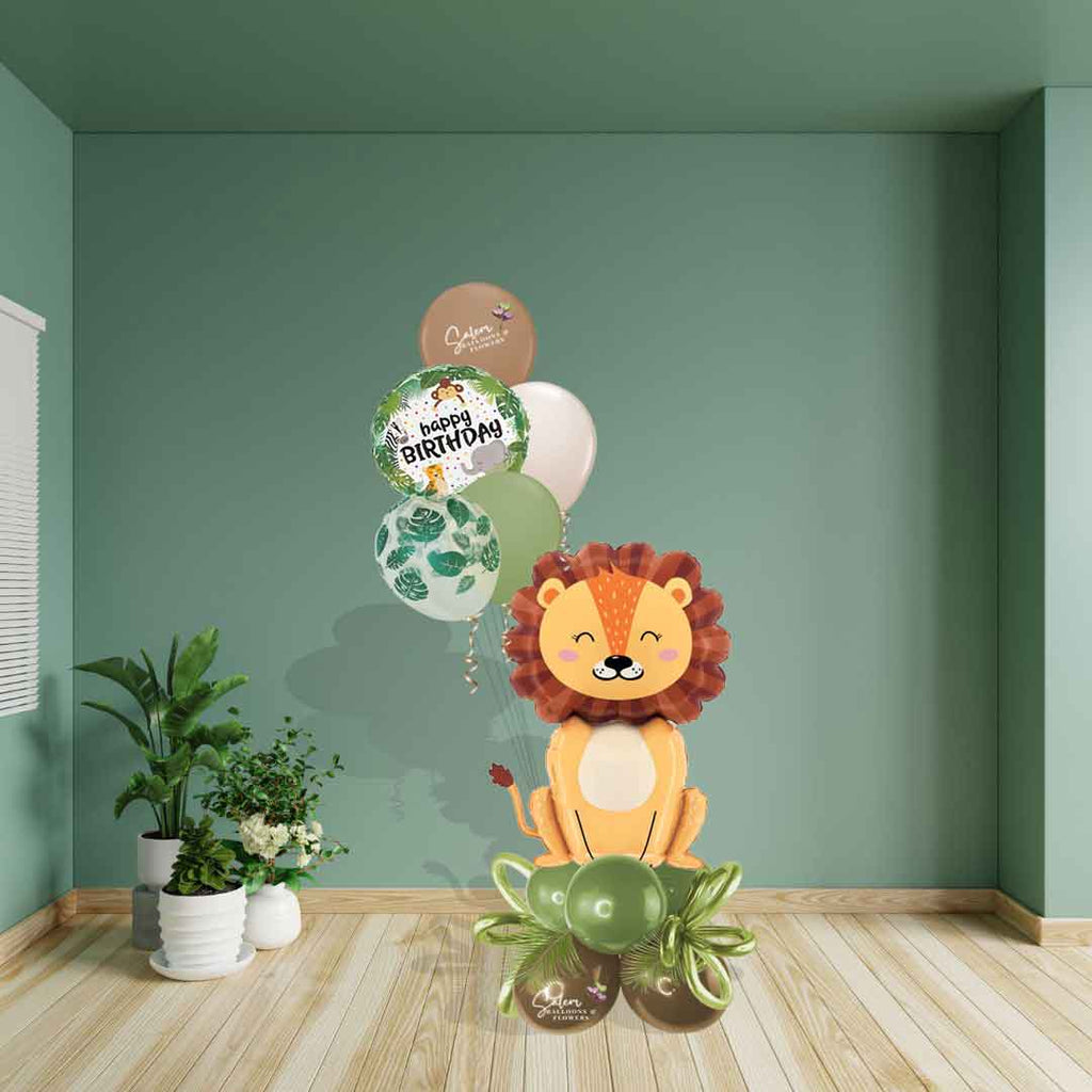 Safari themed balloons with numbers and helium balloons. Delivery in Salem Oregon and nearby cities