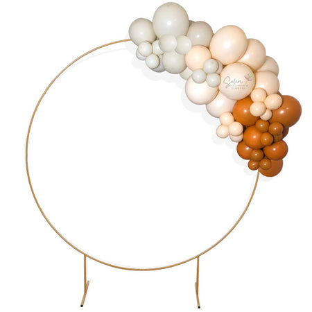 Organic balloon garland on a golden hoop balloon decoration. Salem Oregon Balloon Decor.