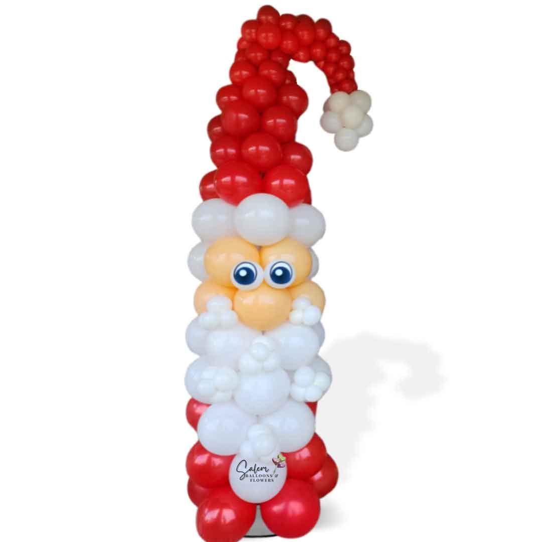 Tall Santa Claus shaped balloon column. Oregon Balloon Decor.