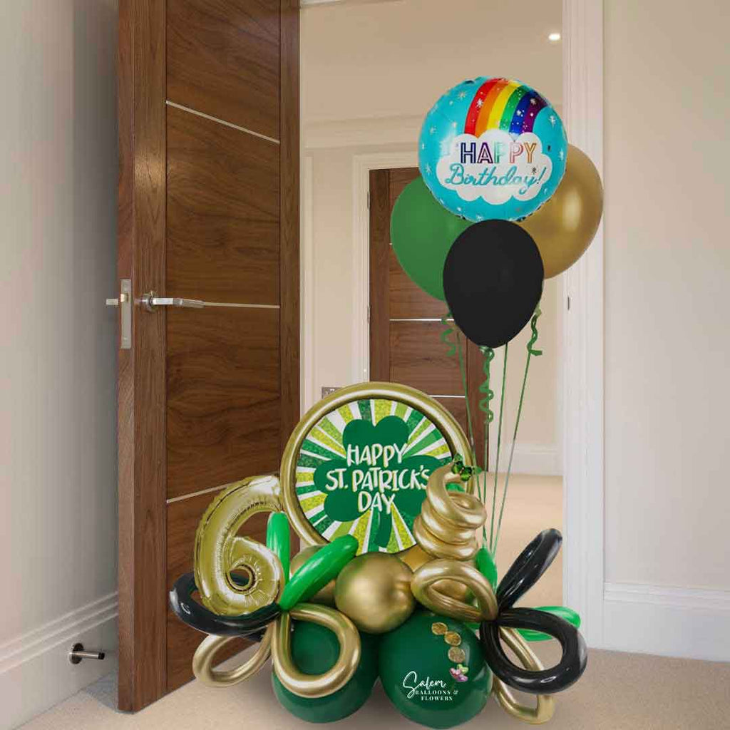 Un ramo de globos de cumpleaños de San Patricio