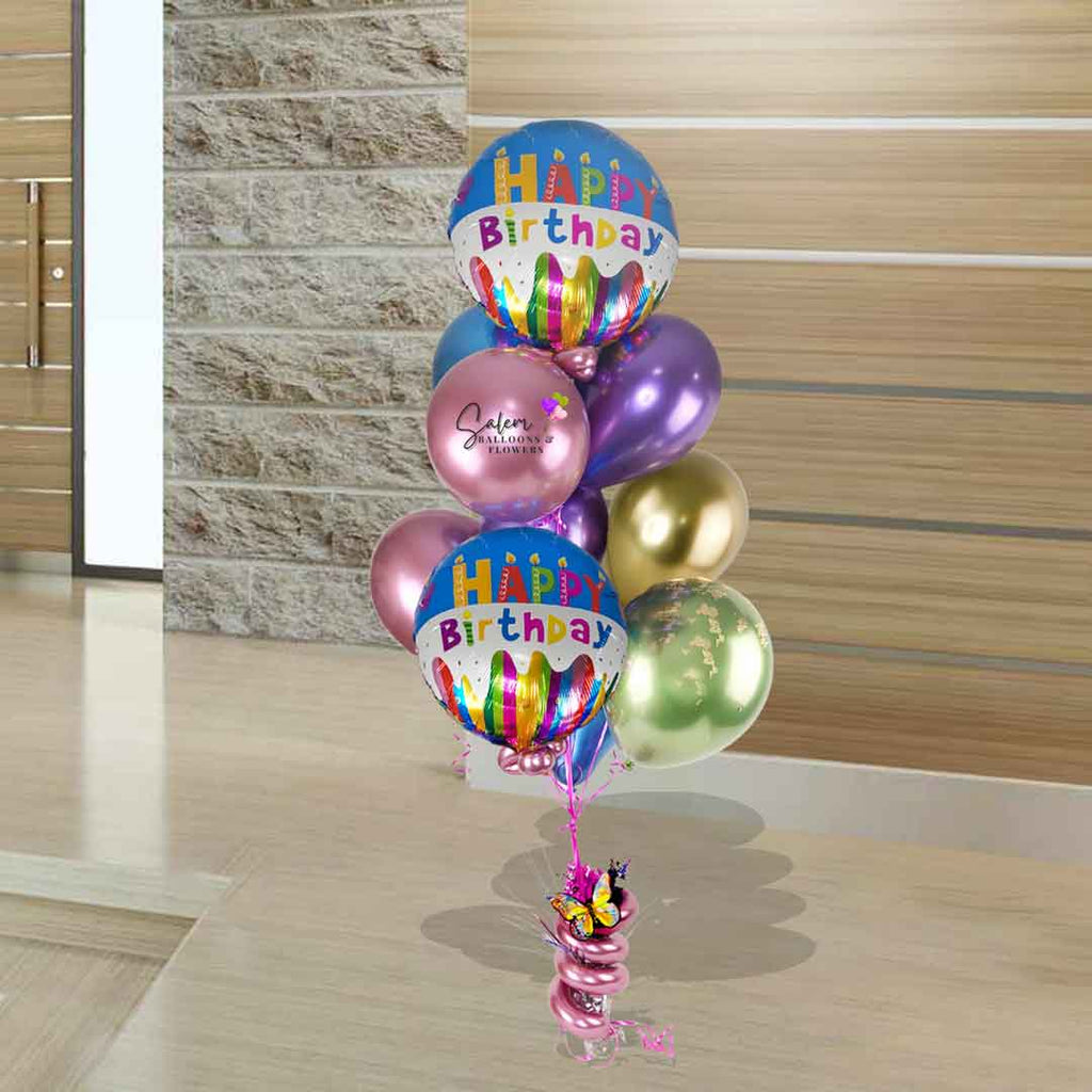 Birthday Helium balloons. Coloful Chrome colors. Balloons Salem Oregon. Delivery available.