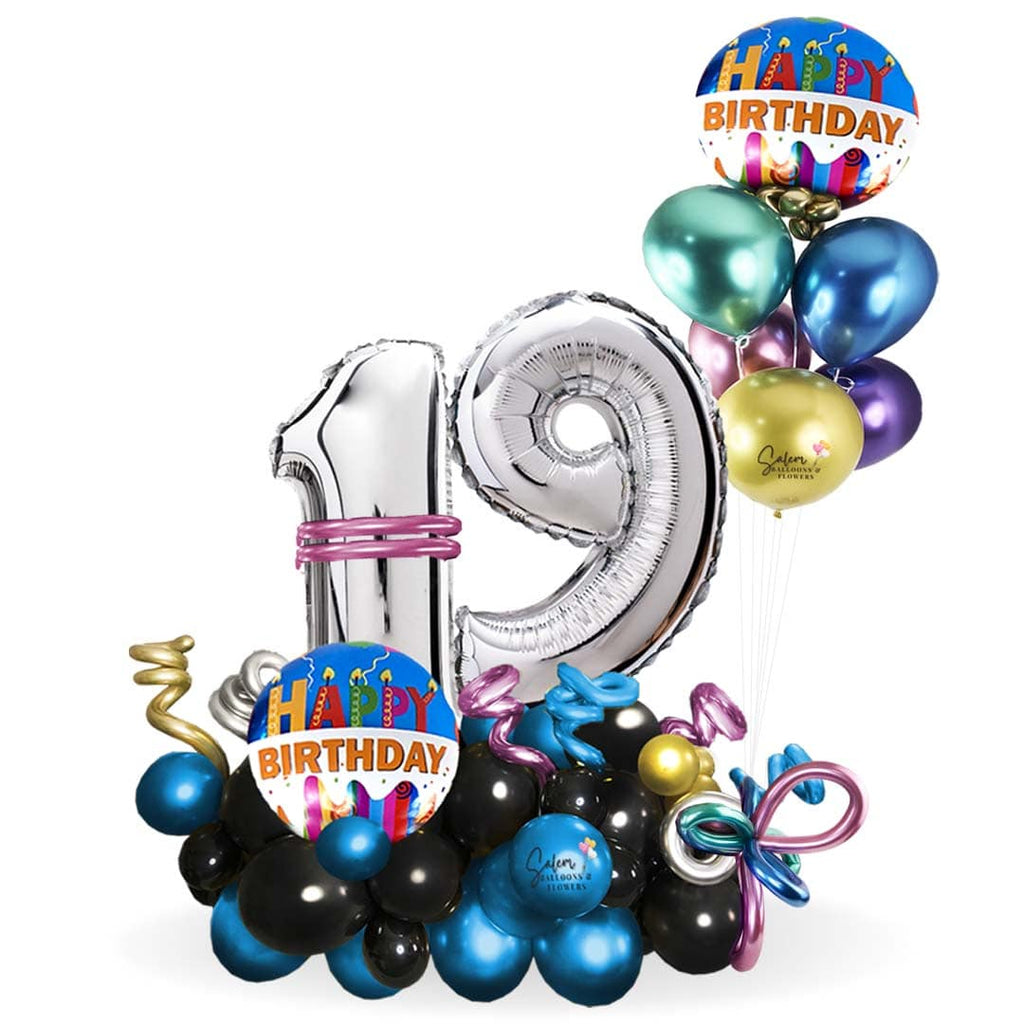 birthday balloon number. Delivery available in Salem Oregon and nearby cities. Chrome balloons. Silver balloon numbers