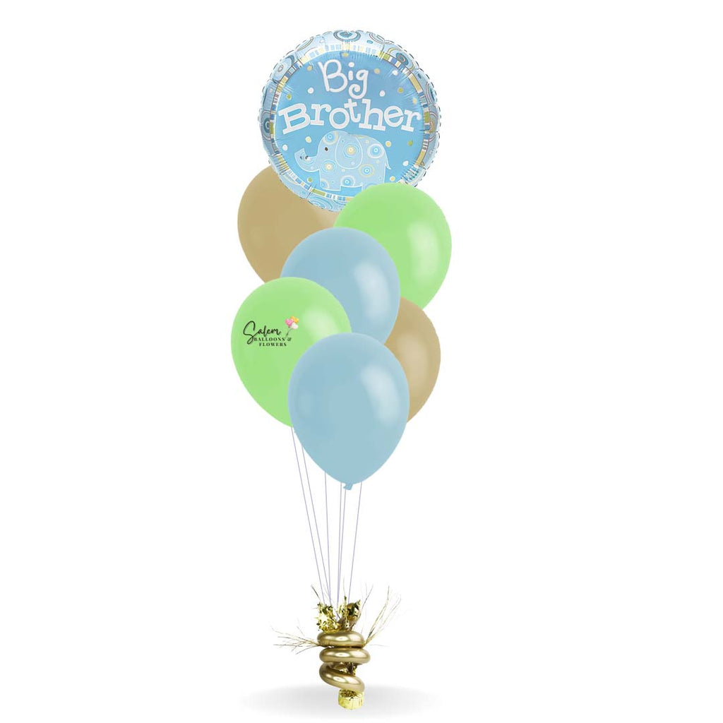 Big brother classic balloon bouquet. Featuring a sweet Mylar balloon with a Big Brother message anchored to a decorated weight. Free delivery in Salem Oregon and nearby areas.